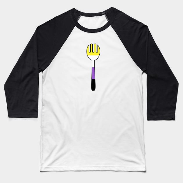 Nonbinary Spork Baseball T-Shirt by BellflowerDesigns